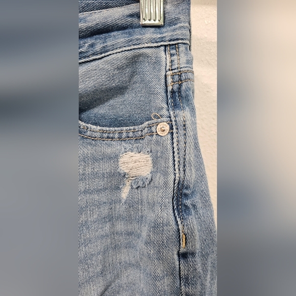 American Eagle Womens Straight Mom Jeans Size 0 Regular Light Destroy Distressed - Picture 6 of 16